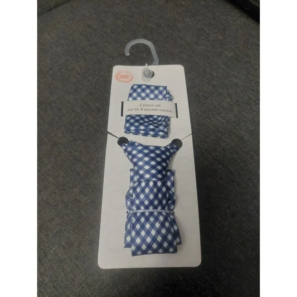 Wonder Nation Boys Necktie Pocket Square 2 Piece Set Blue NWT One Size